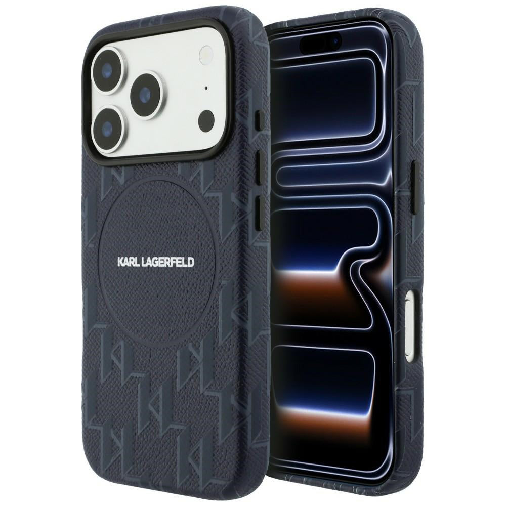 Pouzdro MagSafe pro Apple iPhone 17 Pro, Karl Lagerfeld, KL Monogram Logo, Modrá