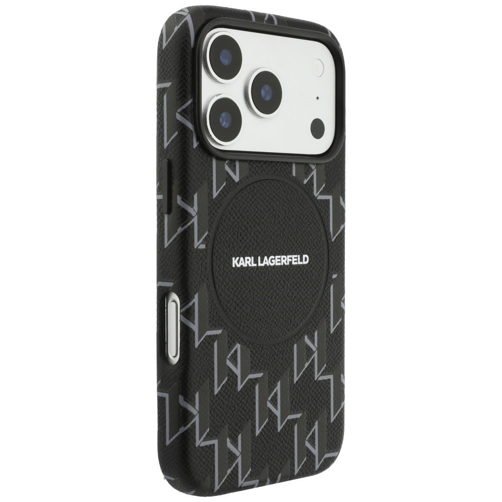 Pouzdro MagSafe pro Apple iPhone 17 Pro, Karl Lagerfeld, KL Monogram Logo, Černá