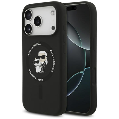 Pouzdro MagSafe pro Apple iPhone 17 Pro, Karl Lagerfeld, Ring Karl & Choupette, Černá