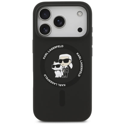 Pouzdro MagSafe pro Apple iPhone 17 Pro, Karl Lagerfeld, Ring Karl & Choupette, Černá