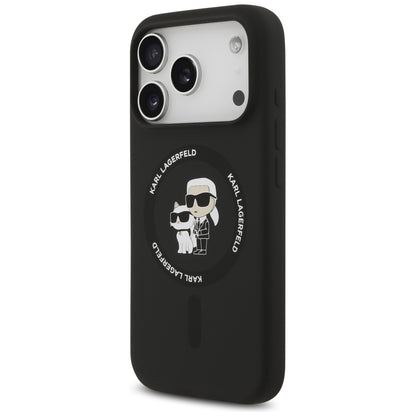 Pouzdro MagSafe pro Apple iPhone 17 Pro, Karl Lagerfeld, Ring Karl & Choupette, Černá
