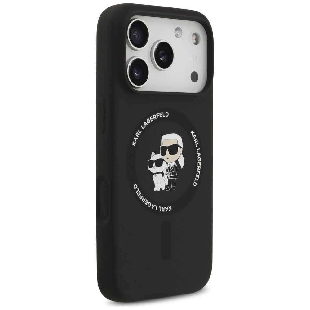 Pouzdro MagSafe pro Apple iPhone 17 Pro, Karl Lagerfeld, Ring Karl & Choupette, Černá
