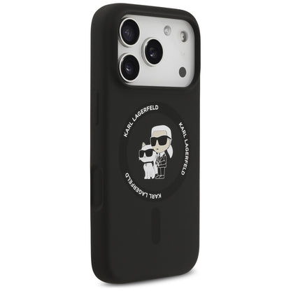 Pouzdro MagSafe pro Apple iPhone 17 Pro, Karl Lagerfeld, Ring Karl & Choupette, Černá