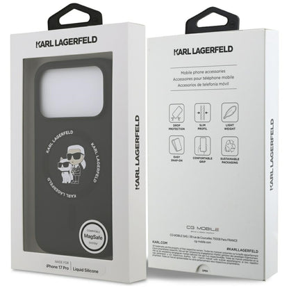 Pouzdro MagSafe pro Apple iPhone 17 Pro, Karl Lagerfeld, Ring Karl & Choupette, Černá