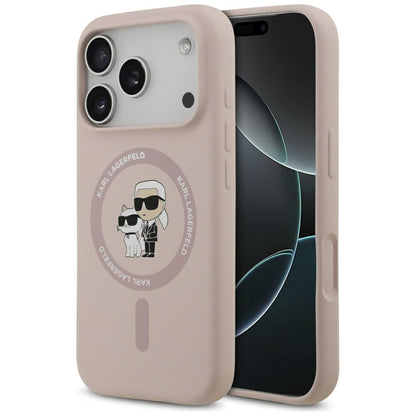 Pouzdro MagSafe pro Apple iPhone 17 Pro, Karl Lagerfeld, Ring Karl & Choupette, Růžová