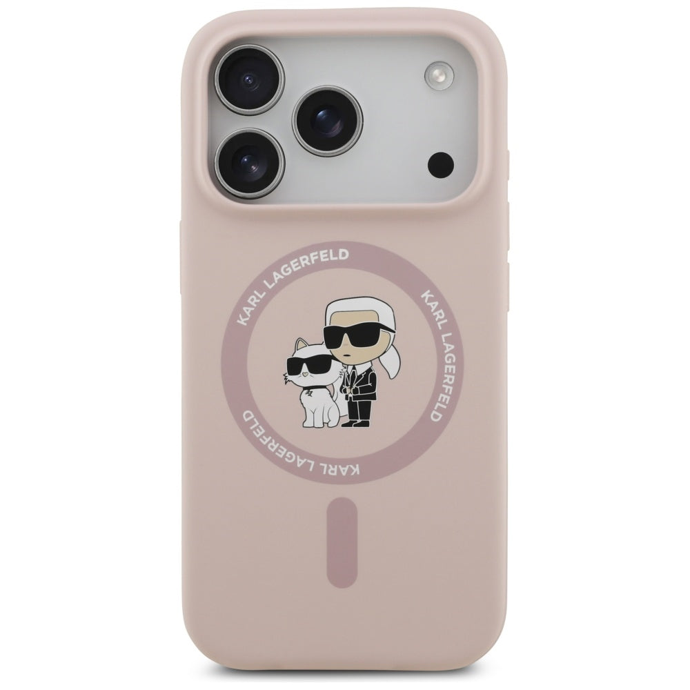 Pouzdro MagSafe pro Apple iPhone 17 Pro, Karl Lagerfeld, Ring Karl & Choupette, Růžová