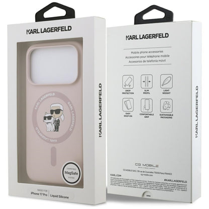 Pouzdro MagSafe pro Apple iPhone 17 Pro, Karl Lagerfeld, Ring Karl & Choupette, Růžová
