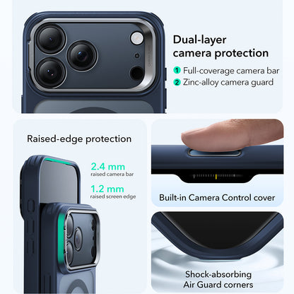 Pouzdro MagSafe pro Apple iPhone 17 Pro Max, ESR, Classic Hybrid Kickstand, Saténově modrá
