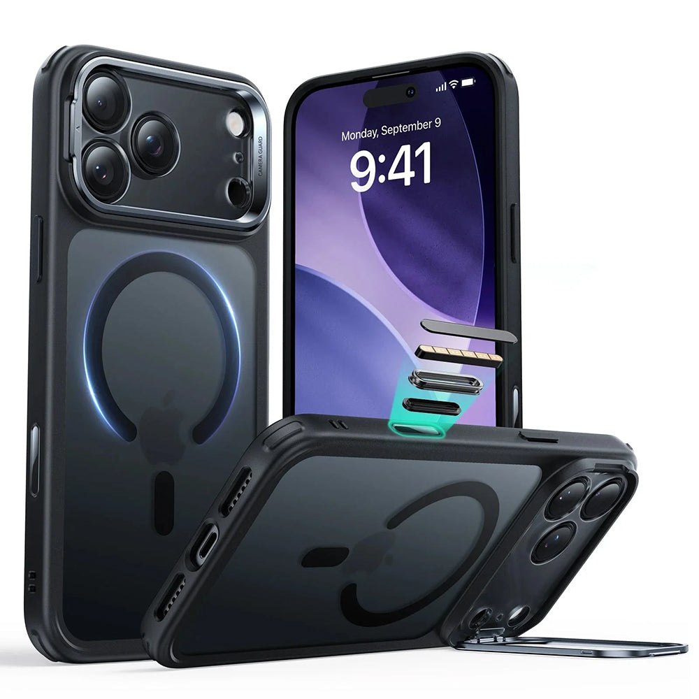 Pouzdro MagSafe pro Apple iPhone 17 Pro Max, ESR, Classic Hybrid Kickstand, Saténově černé