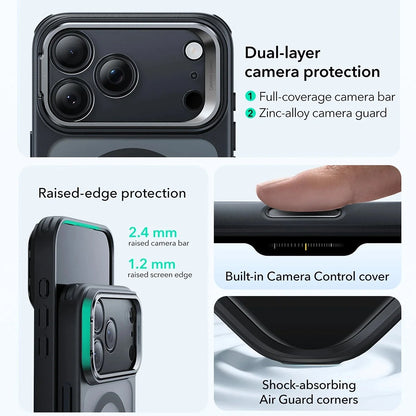 Pouzdro MagSafe pro Apple iPhone 17 Pro Max, ESR, Classic Hybrid Kickstand, Saténově černé
