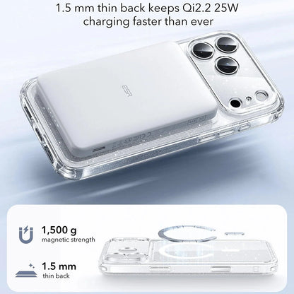 Pouzdro MagSafe pro Apple iPhone 17 Pro Max, ESR, Classic Hybrid Shimmer, Průhledné