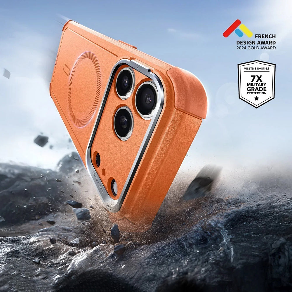 Pouzdro MagSafe pro Apple iPhone 17 Pro Max, ESR, Cyber Armor Kickstand, Oranžové