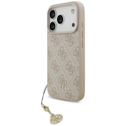 Pouzdro MagSafe pro Apple iPhone 17 Pro Max, Guess, 4G Charm Cradle, Růžové