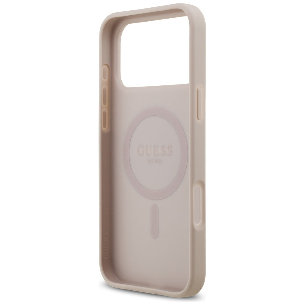 Pouzdro MagSafe pro Apple iPhone 17 Pro Max, Guess, 4G Circle Classic Logo, Růžové
