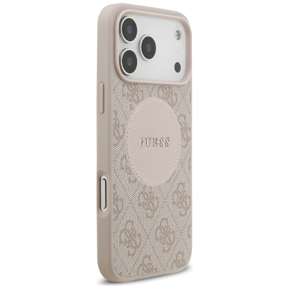 Pouzdro MagSafe pro Apple iPhone 17 Pro Max, Guess, 4G Circle Classic Logo, Růžové
