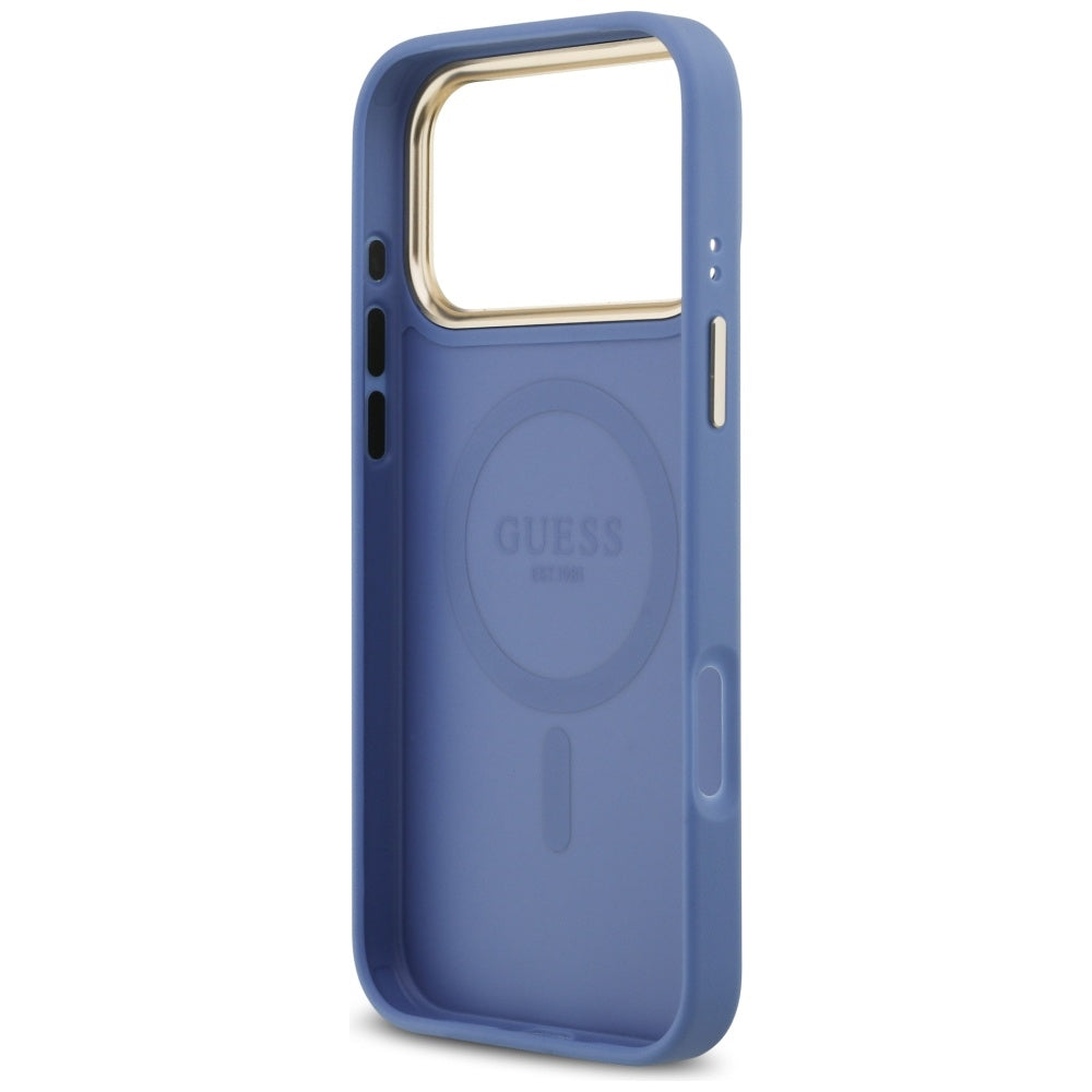 Pouzdro MagSafe pro Apple iPhone 17 Pro Max, Guess, 4G Classic, Modrá