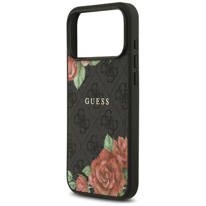 Pouzdro MagSafe pro Apple iPhone 17 Pro Max, Guess, 4G Flowers Print, Černá