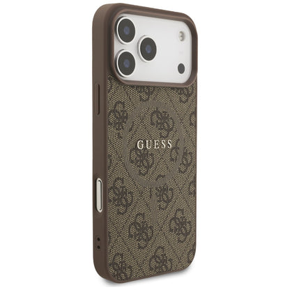 Pouzdro MagSafe pro Apple iPhone 17 Pro Max, Guess, 4G Ring Classic Logo, hnědá