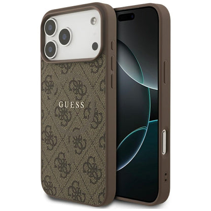 Pouzdro MagSafe pro Apple iPhone 17 Pro Max, Guess, 4G Ring Classic Logo, hnědá
