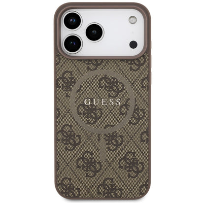 Pouzdro MagSafe pro Apple iPhone 17 Pro Max, Guess, 4G Ring Classic Logo, hnědá