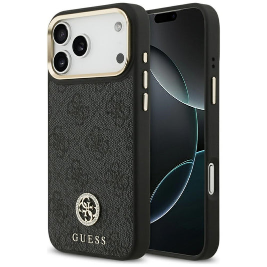 Pouzdro MagSafe pro Apple iPhone 17 Pro Max, Guess, 4G Strass Logo, Černá