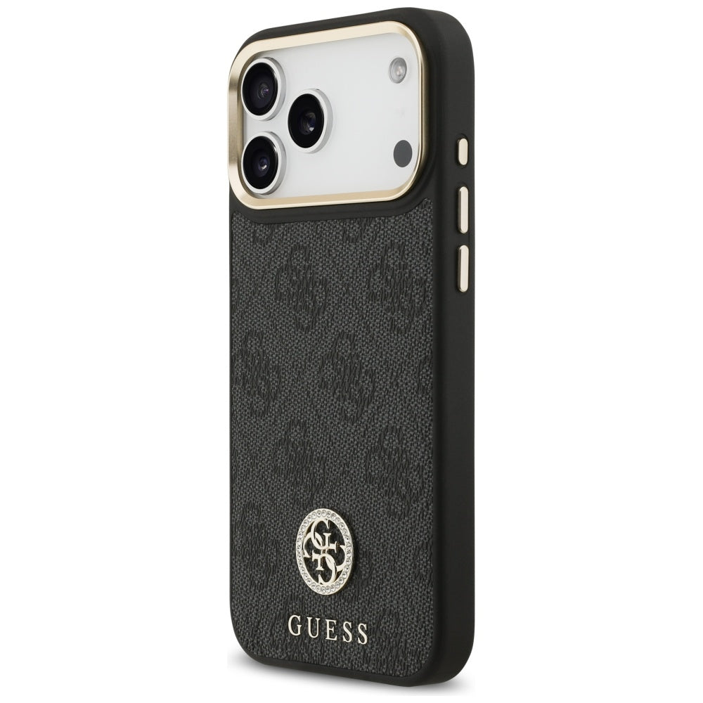Pouzdro MagSafe pro Apple iPhone 17 Pro Max, Guess, 4G Strass Logo, Černá