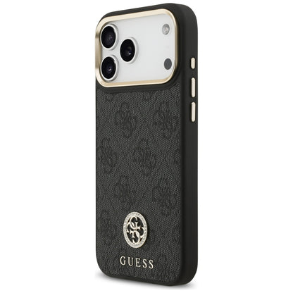 Pouzdro MagSafe pro Apple iPhone 17 Pro Max, Guess, 4G Strass Logo, Černá