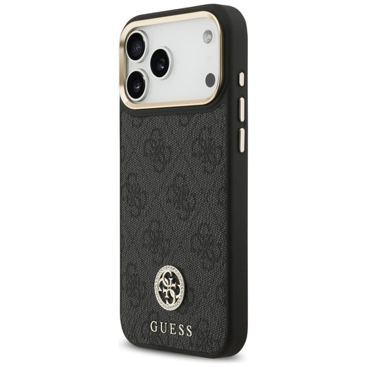 Pouzdro MagSafe pro Apple iPhone 17 Pro Max, Guess, 4G Strass Logo, Černá