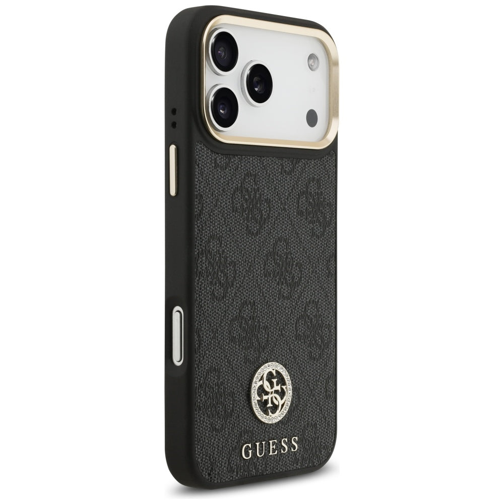 Pouzdro MagSafe pro Apple iPhone 17 Pro Max, Guess, 4G Strass Logo, Černá