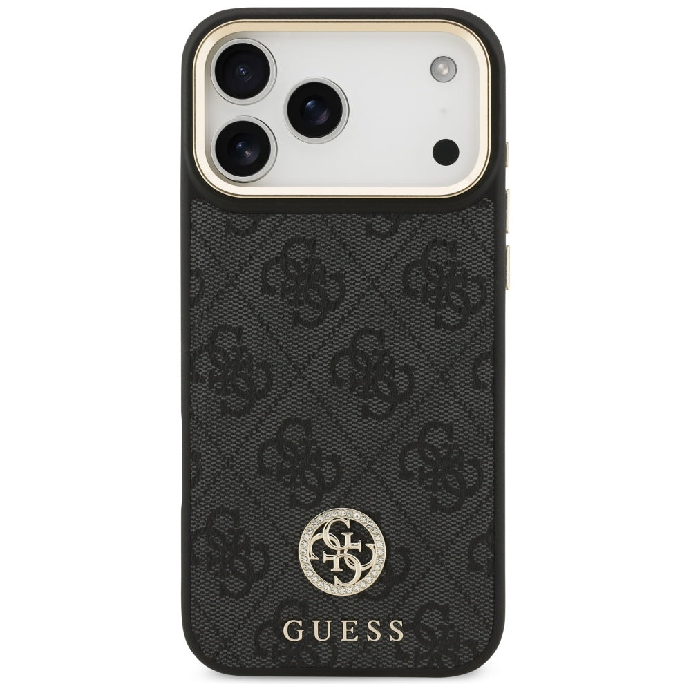 Pouzdro MagSafe pro Apple iPhone 17 Pro Max, Guess, 4G Strass Logo, Černá