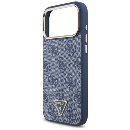 MagSafe Case for Apple iPhone 17 Pro Max, Guess, 4G Triangle Logo, Golden Blue