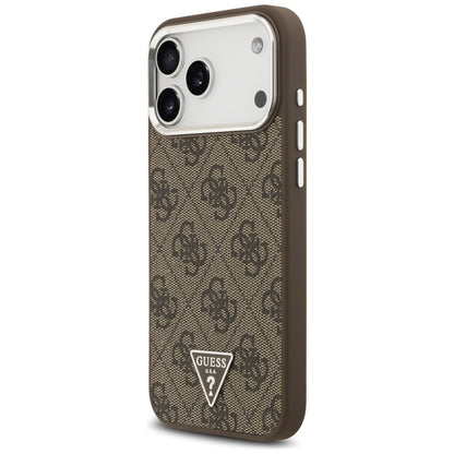 Pouzdro MagSafe pro Apple iPhone 17 Pro Max, Guess, 4G Triangle Logo, Hnědá