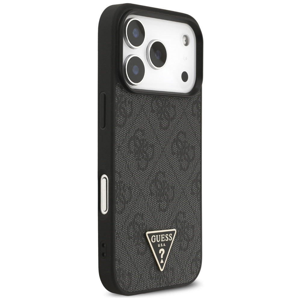 Pouzdro MagSafe pro Apple iPhone 17 Pro Max, Guess, 4G Triangle Logo with Cord Strap, Černá