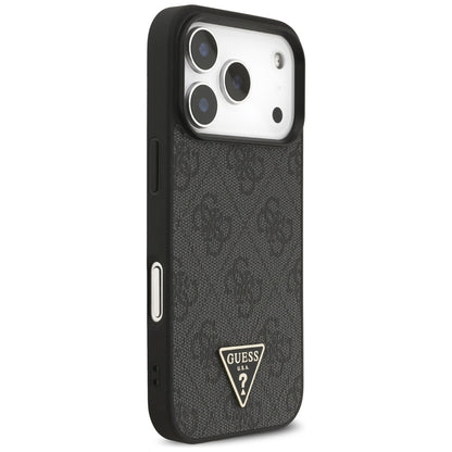 Pouzdro MagSafe pro Apple iPhone 17 Pro Max, Guess, 4G Triangle Logo with Cord Strap, Černá