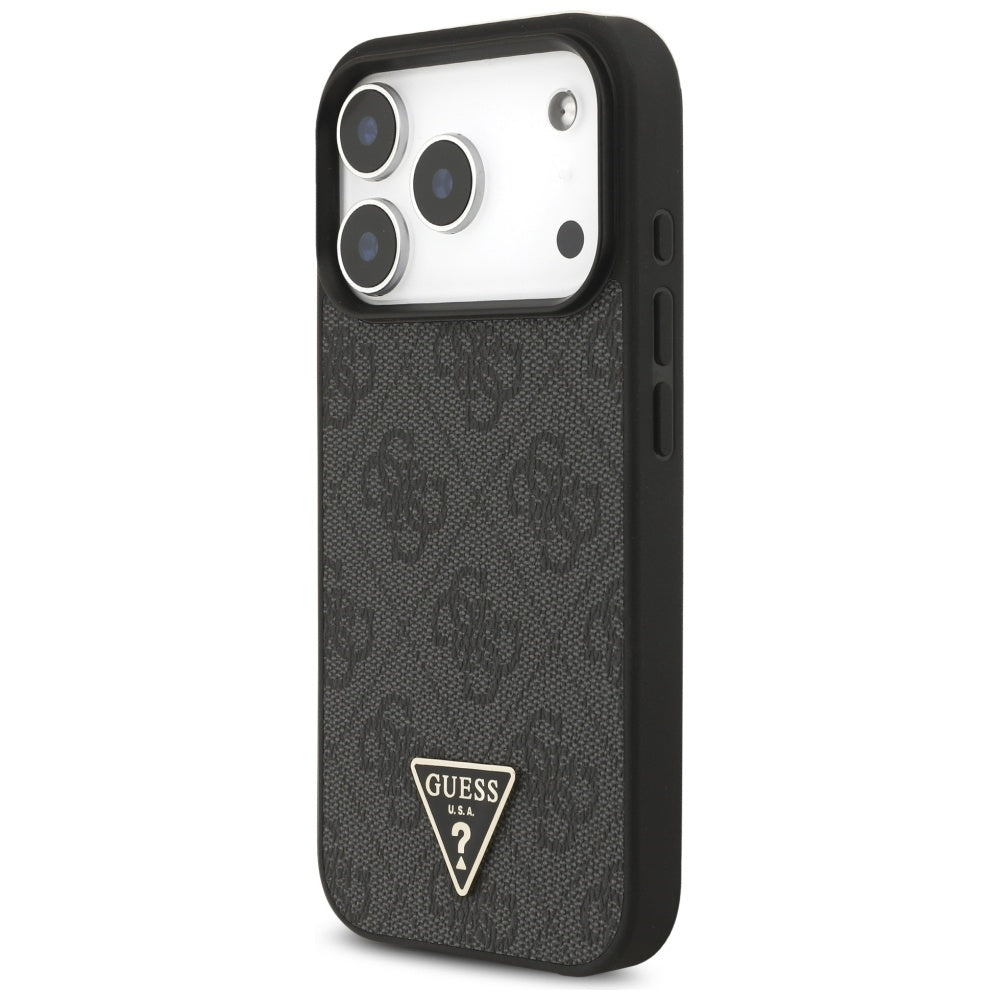 Pouzdro MagSafe pro Apple iPhone 17 Pro Max, Guess, 4G Triangle Logo with Cord Strap, Černá