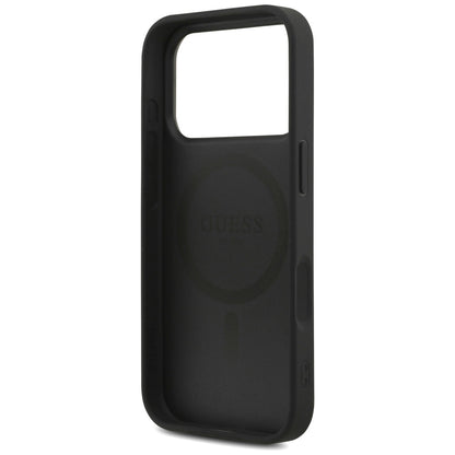 Pouzdro MagSafe pro Apple iPhone 17 Pro Max, Guess, 4G Triangle Logo with Cord Strap, Černá