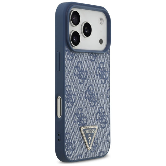 Pouzdro MagSafe pro Apple iPhone 17 Pro Max, Guess, 4G Triangle Strass, Modrá