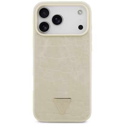 Pouzdro MagSafe pro Apple iPhone 17 Pro Max, Guess, Croco Triangle Logo, Zlaté