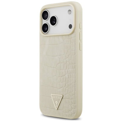 Pouzdro MagSafe pro Apple iPhone 17 Pro Max, Guess, Croco Triangle Logo, Zlaté