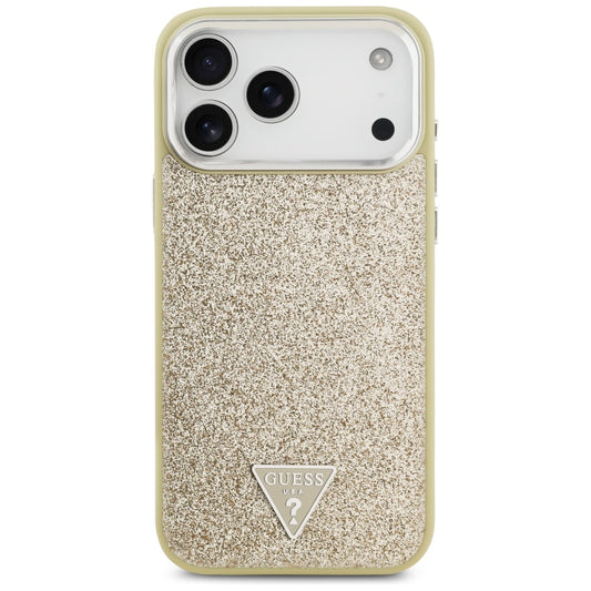 Pouzdro MagSafe pro Apple iPhone 17 Pro Max, Guess, Glitter Triangle Logo, Zlaté