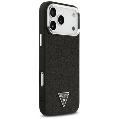 Pouzdro MagSafe pro Apple iPhone 17 Pro Max, Guess, Glitter Triangle Logo, Černá