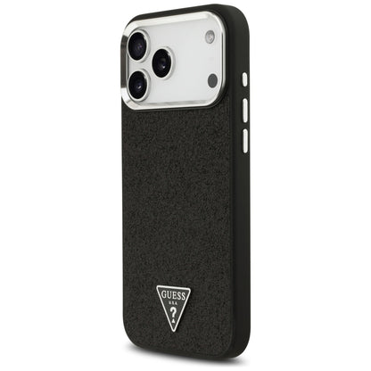 Pouzdro MagSafe pro Apple iPhone 17 Pro Max, Guess, Glitter Triangle Logo, Černá