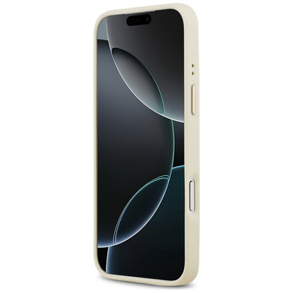 Pouzdro MagSafe pro Apple iPhone 17 Pro Max, Guess, Grained Strass Logo, Bežové