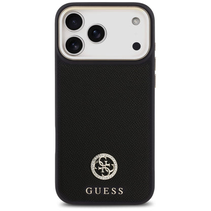Pouzdro MagSafe pro Apple iPhone 17 Pro Max, Guess, Grained Strass Logo, Černá