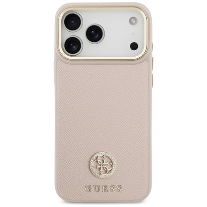 Pouzdro MagSafe pro Apple iPhone 17 Pro Max, Guess, Grained Strass Logo, Růžové