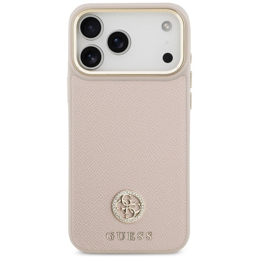 Pouzdro MagSafe pro Apple iPhone 17 Pro Max, Guess, Grained Strass Logo, Růžové