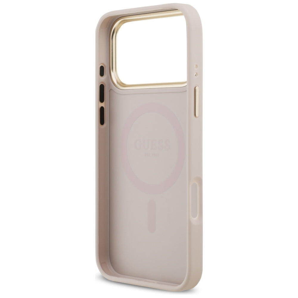 Pouzdro MagSafe pro Apple iPhone 17 Pro Max, Guess, Grained Strass Logo, Růžové