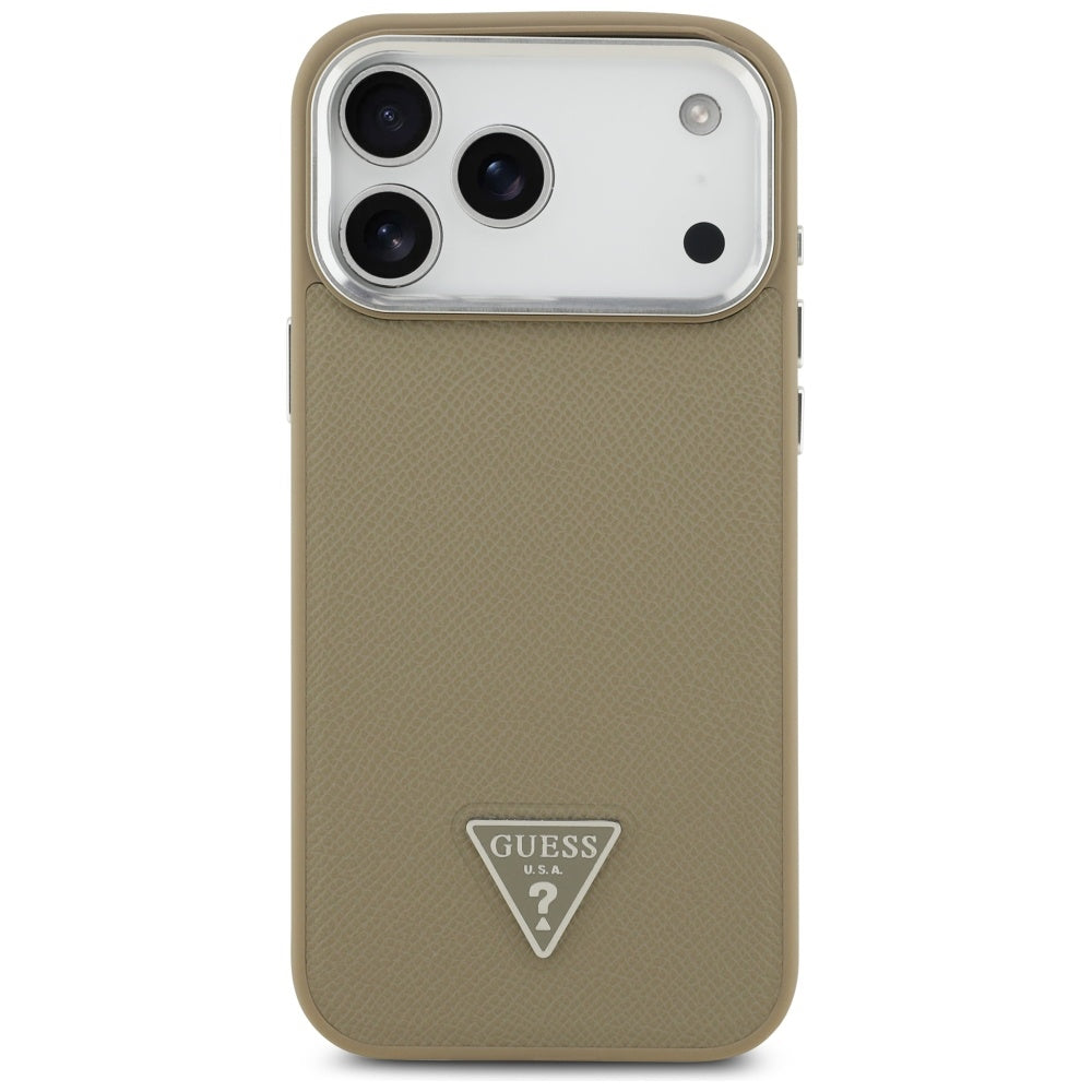 Pouzdro MagSafe pro Apple iPhone 17 Pro Max, Guess, Grained Triangle Logo, Hnědá