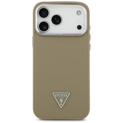 Pouzdro MagSafe pro Apple iPhone 17 Pro Max, Guess, Grained Triangle Logo, Hnědá