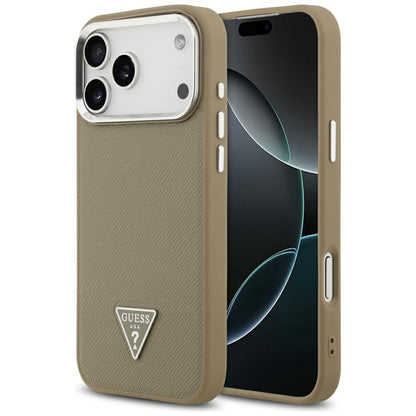 Pouzdro MagSafe pro Apple iPhone 17 Pro Max, Guess, Grained Triangle Logo, Hnědá